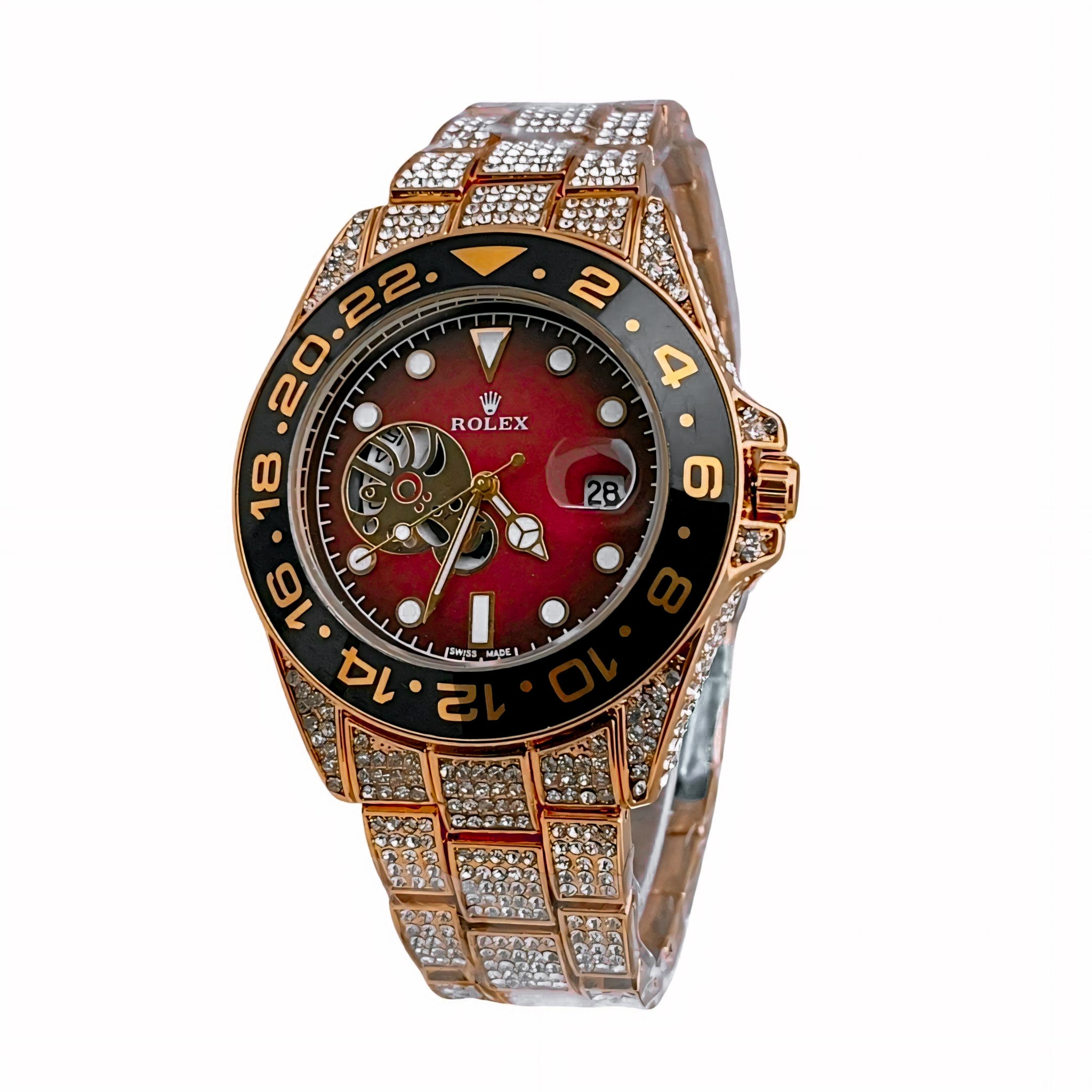 Luxury Iced-Out Rolex GMT Watch – Diamond-Studded Masterpiece